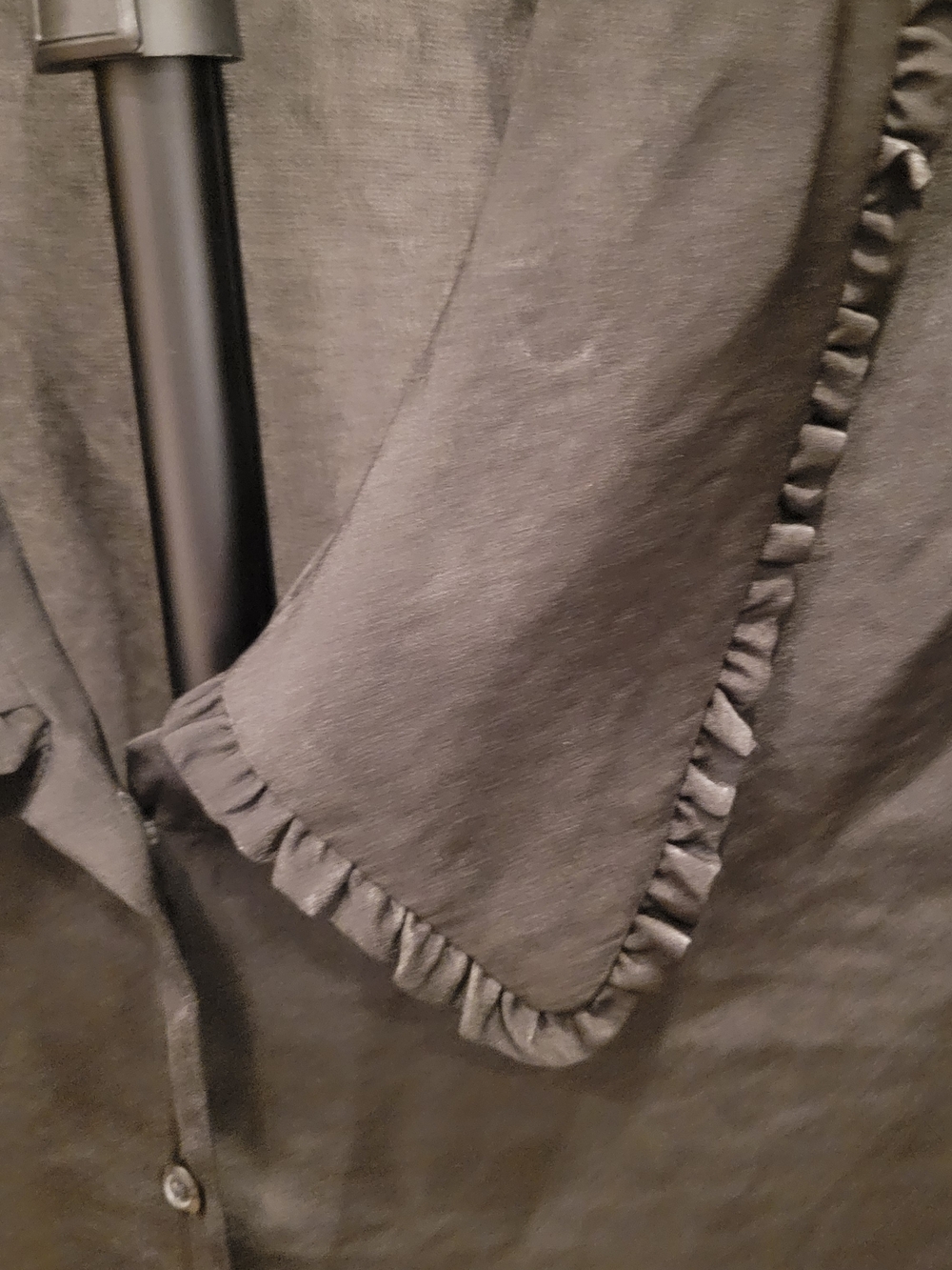 Express Black Ruffle-Trim Button Front Blouse - Picture 3 of 4